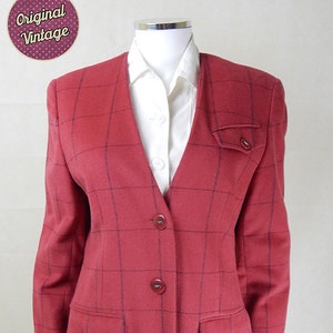 Karl Lagerfeld Vintage Jacket | Original 1980s Vintage Designer Karl Lagerfeld Checked Jacket UK Size 12 Vintage Clothing, Designer Vintage
