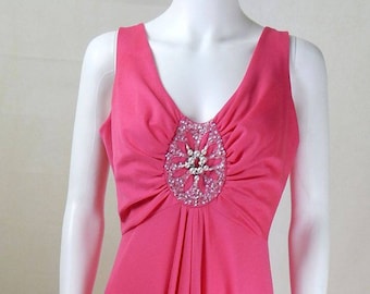 Carnegie Vintage Dress | Designer Vintage 1970s Bright Pink Carnegie Evening Dress UK Size 16 Vintage Dress, 1970s Dress, 70s dress, Boho