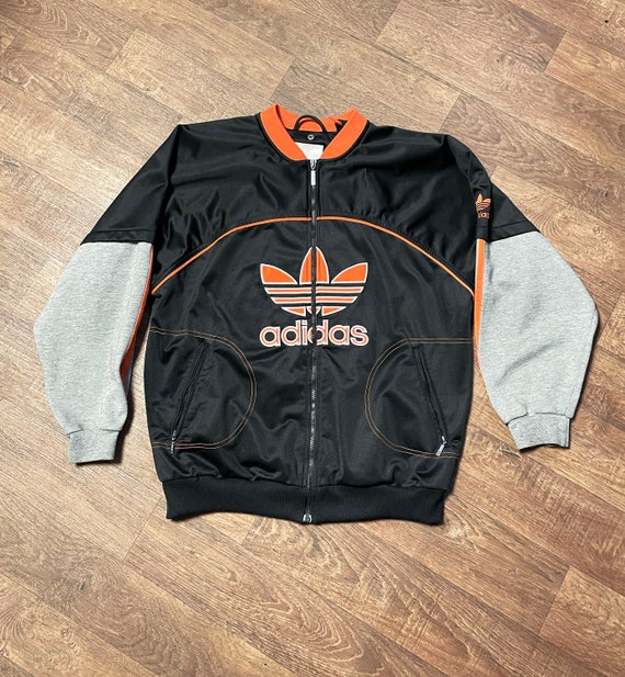 semiconductor Incontable Destilar Adidas Sweater / Retro Adidas Black & Orange Sports Jacket - Etsy España