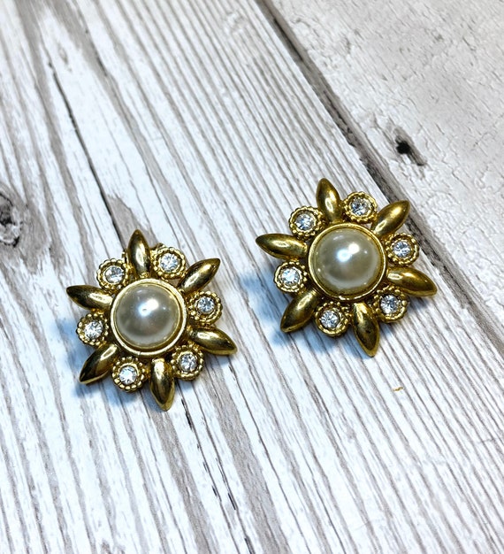 1950s Vintage Earrings | Vintage Diamanté & Pearl