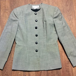 Christian Dior Vintage Jacket | 1980s Designer Vintage Dior Monochrome Blazer/Jacket UK Size 12 Vintage Clothing, Vintage Jacket