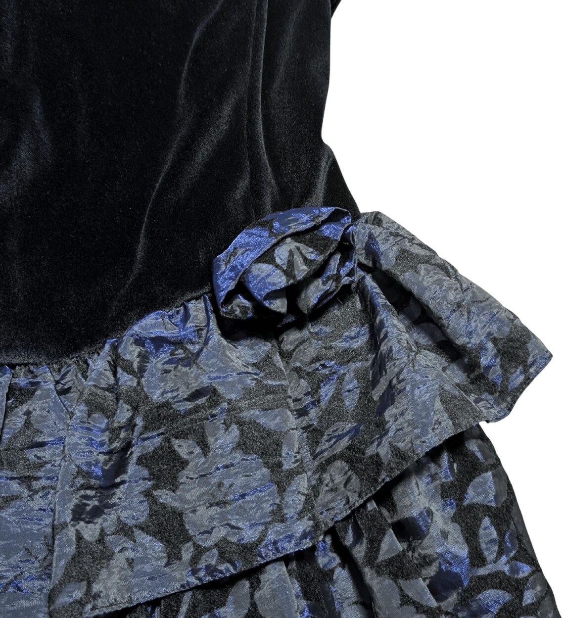 Vintage Dresses | 1980s Vintage Black Velvet Rara Party Dress Size 12 | Retro, photo 3 of 5