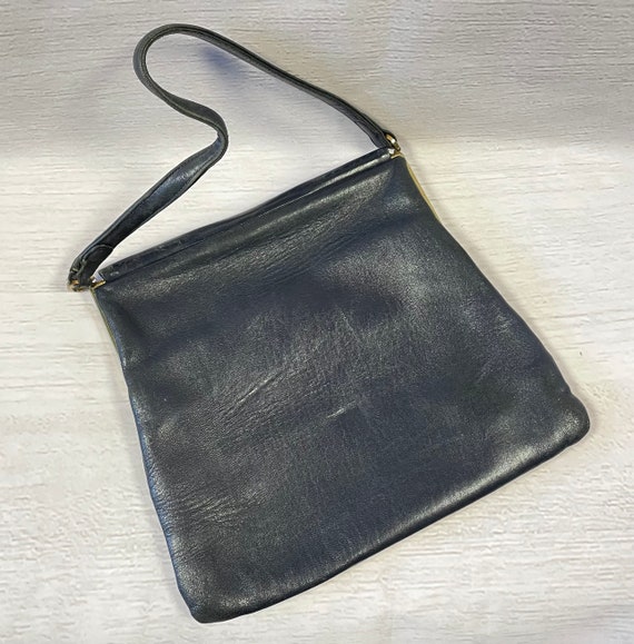 Vintage Handbag | 1950s Vintage Navy Leather Jane… - image 2