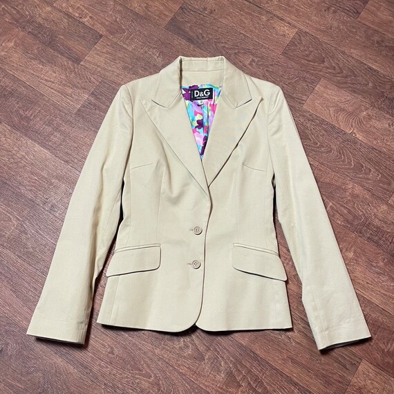 Designer Blazer | Designer Vintage Dolce and Gabbana Cream Fitted 