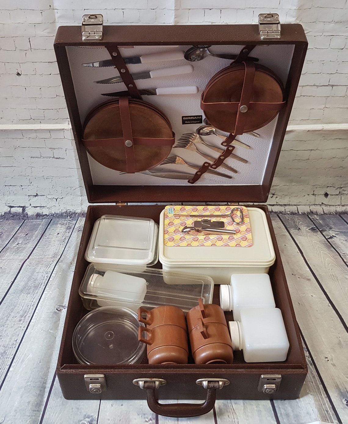 1950s Picnic Hamper Vintage Mid Century Sirram Wood Effect Etsy