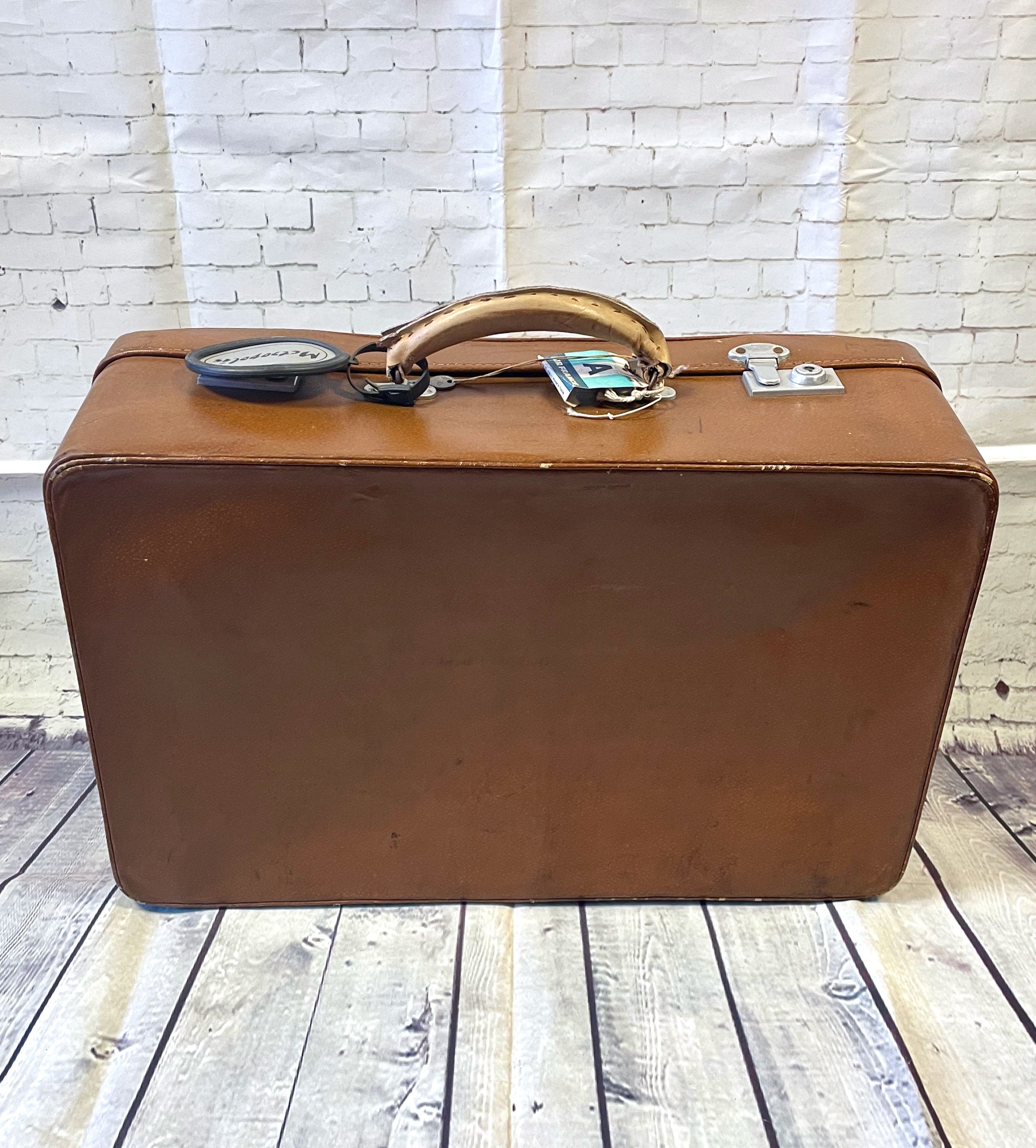 Vintage Suitcase 1960s Vintage Antler Tan Leather Suitcase 