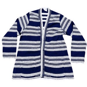 Vintage Cardigan | 1970s Vintage Navy & White Boho Cardigan Size 12/14 Vintage Clothing, 1970s Cardigan, Vintage Style