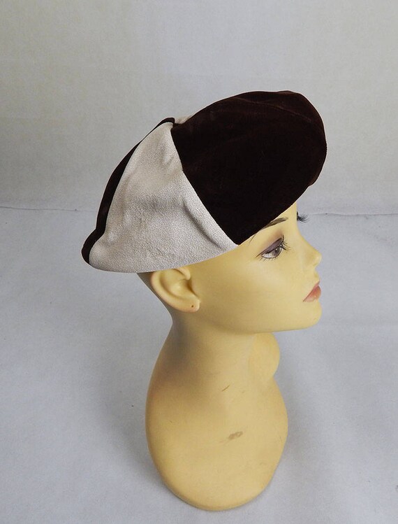 Original Vintage 1960s Cream and Brown Hat Vintage