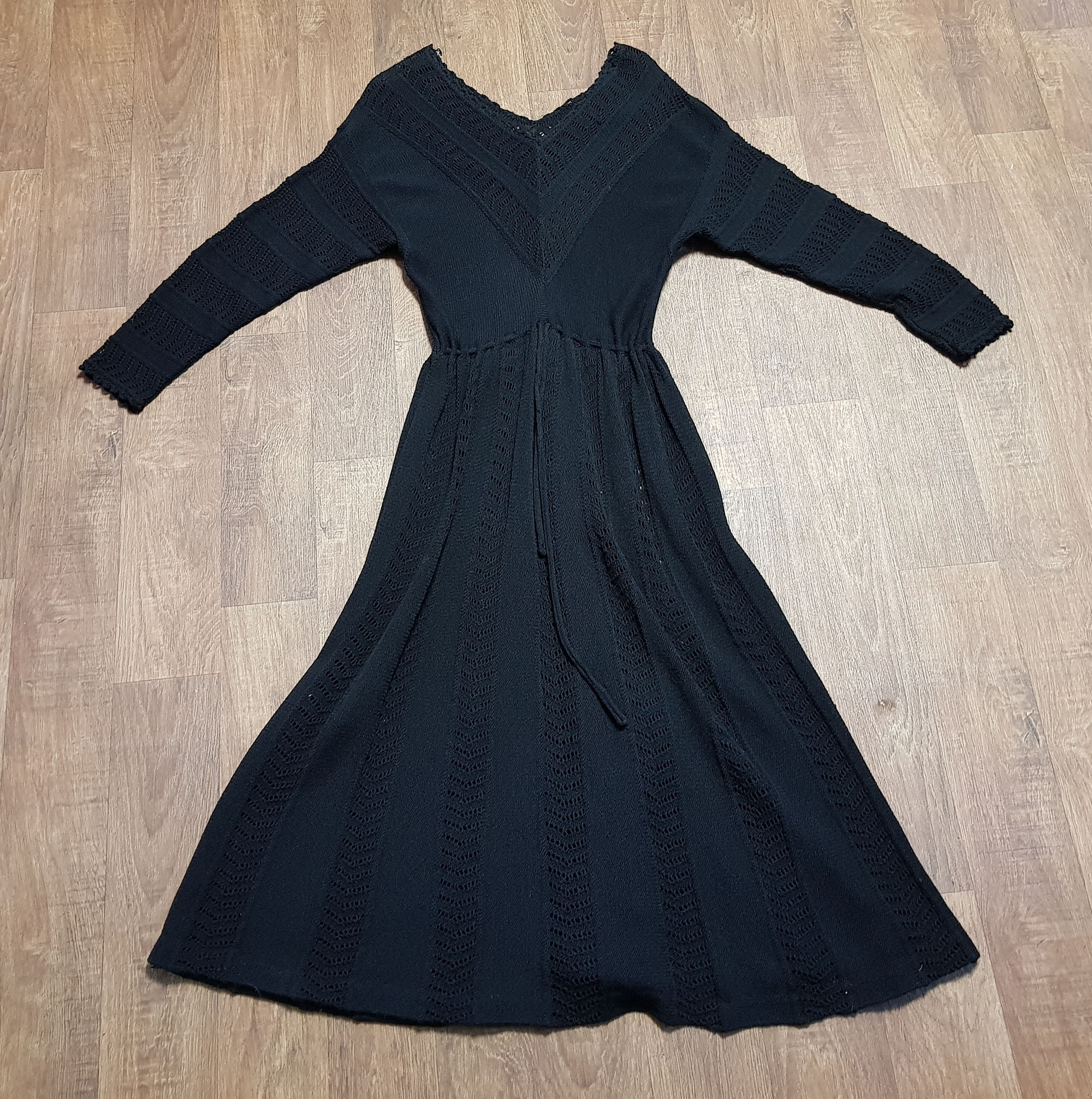 Image of Vintage Dresses | S Black Crochet Midi Dress Uk Size  Dress, Clothing, Style
