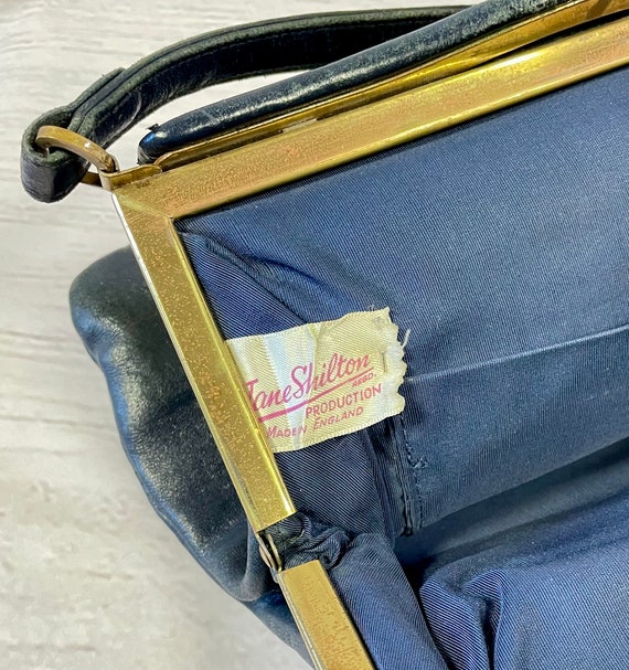 Vintage Handbag | 1950s Vintage Navy Leather Jane… - image 4