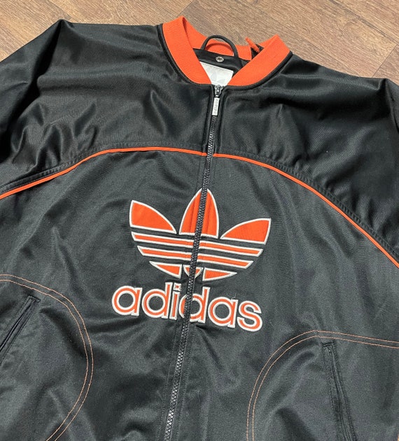 Flikkeren tactiek vertalen Adidas Sweater Retro Adidas Black & Orange Sports Jacket - Etsy