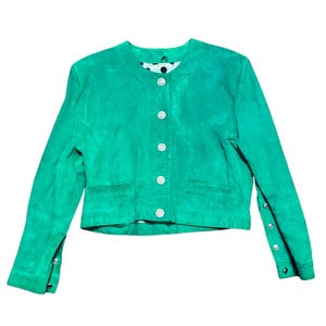 Vintage Jacket | 1980s Vintage Green Suede Leather Jacket Size 14 | Retro Jacket, 1990s Style, 1990s Fashion, Suede Jacket