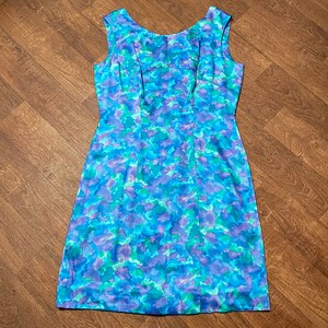 Vintage Kleid | 1950er Jahre Vintage Aquarell Print Wiggle Kleid Größe 14, 1950er Jahre Kleid, Vintage-Stil