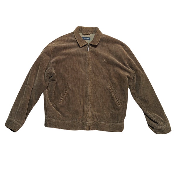 Veste vintage | Blouson aviateur vintage pour homme en velours côtelé marron, grande taille