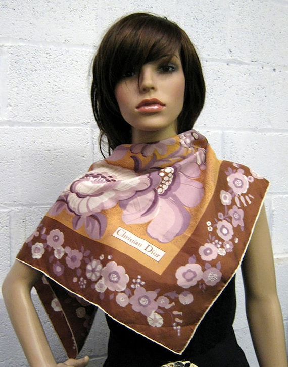Vintage Christian Dior Silk Scarf: 1970s Abstract Floral Print - Etsy
