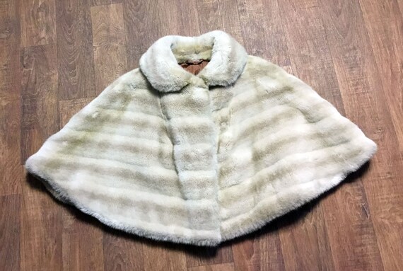 1950s Faux Fur Cape, 1950s Vintage Tissavel Cream