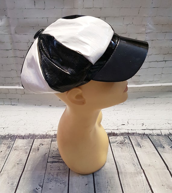 1960s Vintage Style Monochrome Patent Baker Boy Ha