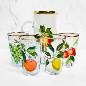 West Virginia Glass Set | Mid-Century Fruit Pitcher & Glasses | Vintage Barware | Collectables | Homeware