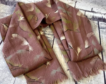 Vintage sjaal voor heren | Heren jaren 1970 Vintage Brown Leaf sjaal, heren sjaal, herenaccessoires, retro sjaal