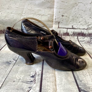 Antique Shoes | 1920s Antique Mary Jane Leather Shoes UK 2.5/EUR 35, 1920s Shoes, Vintage Leather Shoes, Unique Shoes