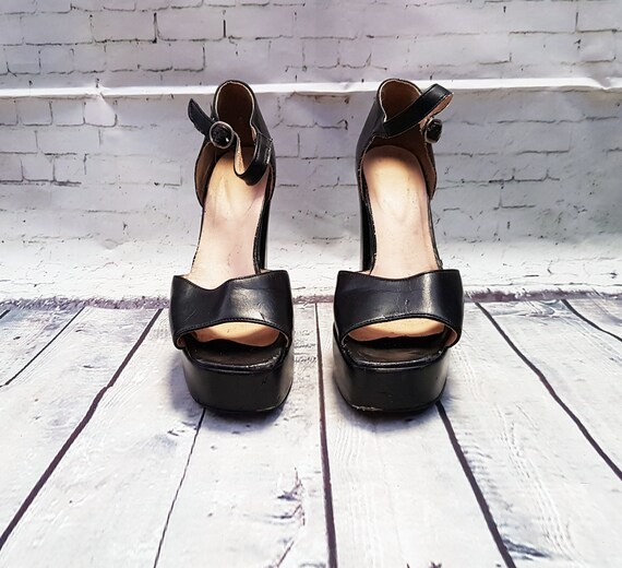 Vintage Platform Shoes | Original 1970s Black Plat