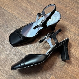 90s Black Mary Janes | Vintage Chunky Platform Shoes UK 3/EU 36 | Vegan Square Toe Heels | Vintage Shoes | Sustainable Fashion