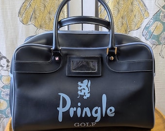 Vintage Pringle golftas | Marineblauwe reistas uit de jaren 90 | Pringle weekendtas