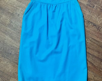 Vintage Skirt | 1980s Vintage Escada Teal Pencil Skirt Size 12/14 Designer Skirt, Escada Skirt, Vintage Clothing