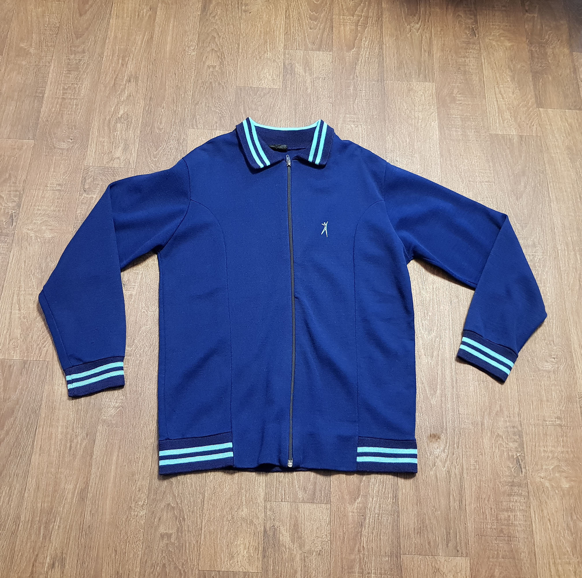 Image of Mens Vintage Tracktop | 1970S Navy Knit Track Top Uk Size Medium Clothing, Sportswear