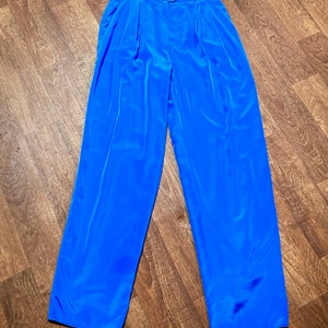 Pantalones vintage / Pantalones azules sedosos Yarell vintage de los años 80, talla 12, ropa vintage, pantalones de los años 90, pantalones Yarell