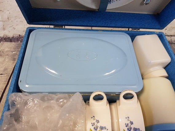 Vintage Brexton Picnic Set for Two: 1950s Blue Hamper - Etsy
