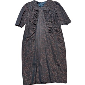 1950s Vintage Dress | 1950s Vintage Brown Flocked Pencil Dress Size 12/14 Vintage Clothing, Vintage Dress, 1950s Dresses
