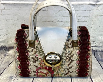 Vintage Handbag | 1960s/70s Vintage Tapestry Carpet Handbag, Vintage Style, Vintage Bag, Vintage Tapestry handbag