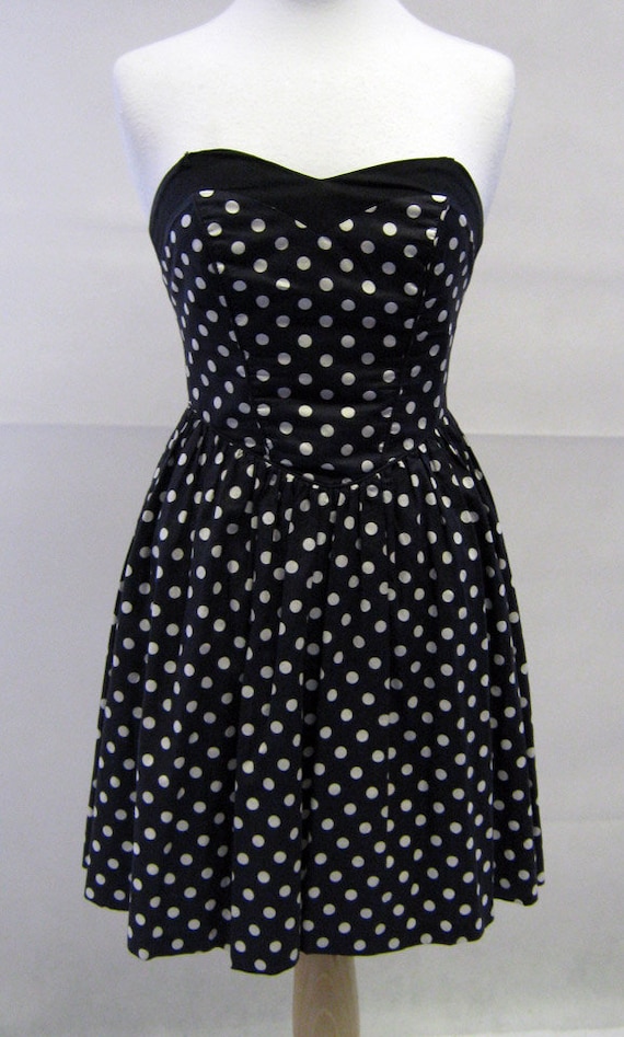 black and white polka dot prom dress