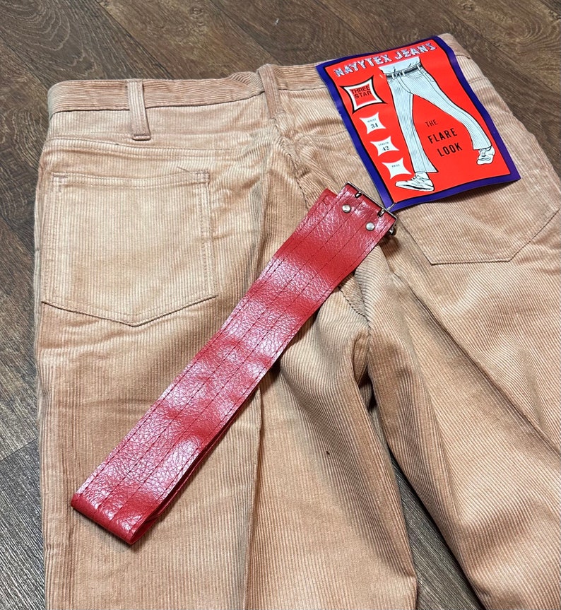 Flared Jeans Original 1970s Deadstock Vintage Light Tan Cord Flare