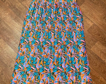 Vintage Clothing | Vintage Tropical Pleated Midi Skirt Size 14/16, Vintage Skirts, 1990s Fashion