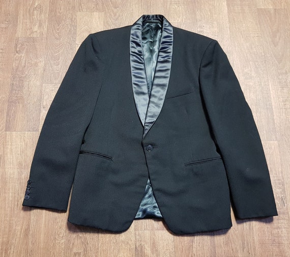 Mens 1950s Vintage Burton Black Tuxedo Dinner Jack