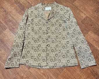 Vintage Eastex gouden bloemenblazer jaren 90 maat 12 | Mode uit de jaren 90, statementstuk