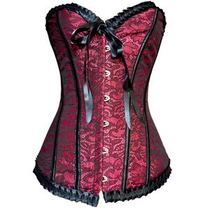 Vintage Moulin Rouge Style Corset | Red & Black Boned Bustier | UK 8-12 | Vintage Corset | Fashion History |