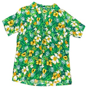 Vintage Blouse | 1970s Vintage Green Bold Floral Shirt Size 12 | 70s Shirt, vintage shirt, 70s fashion, vintage clothing