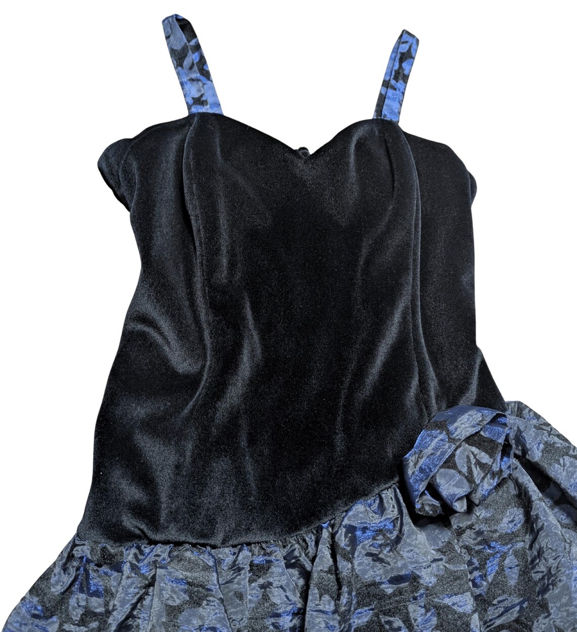 Vintage Dresses | 1980s Vintage Black Velvet Rara Party Dress Size 12 | Retro, photo 2 of 5