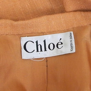 Designer Vintage Chloe Suit Vintage Chloe Golden Caramel Slubbed Linen Skirt Suit UK Size 14/16, vintage Chloe suit, vintage skirt suit image 5