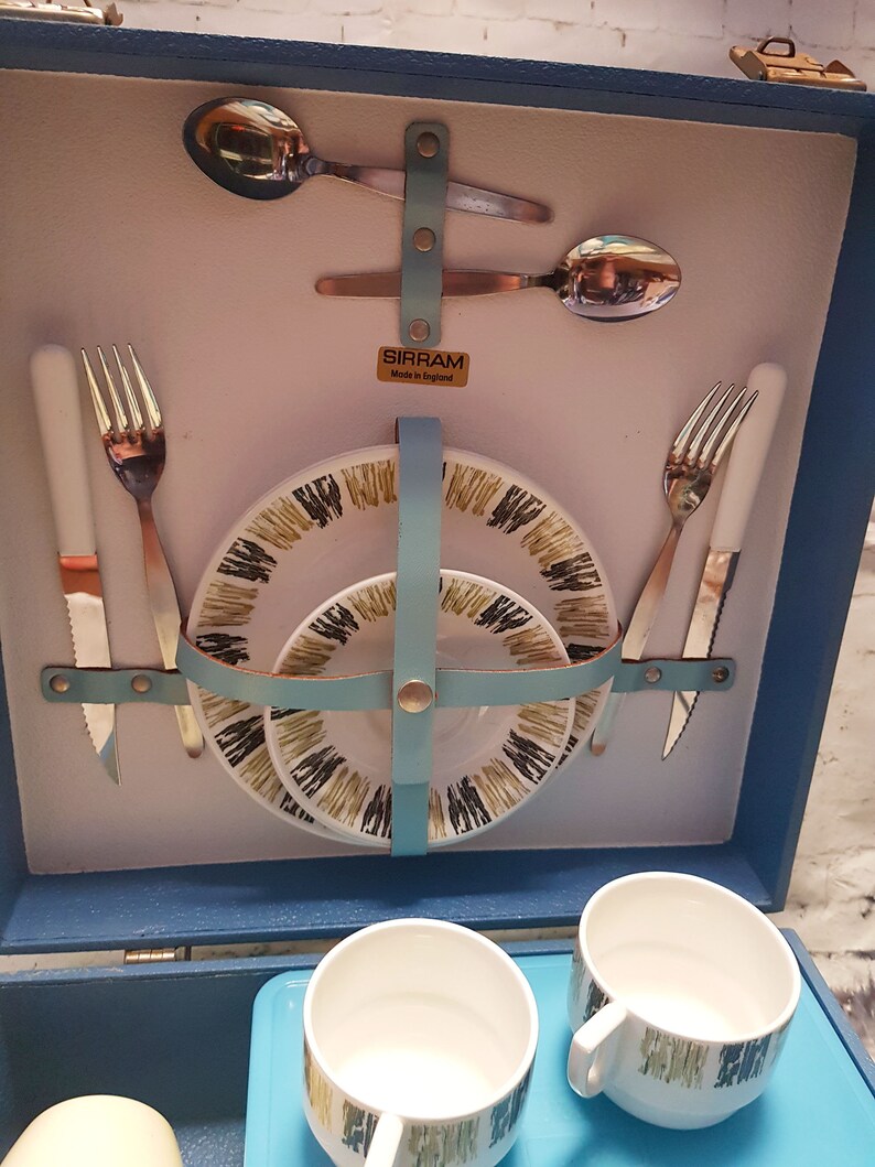 Vintage Picnic Set Original 1950s Sirram Blue Picnic Etsy