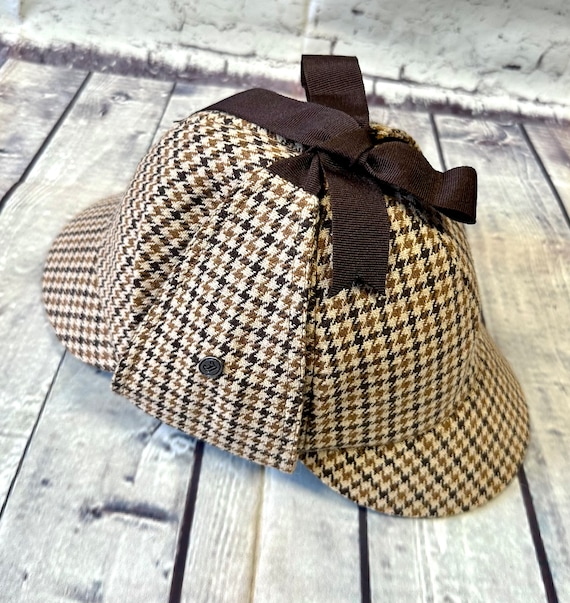 Mens Vintage Sherlock Holmes Tweed Deerstalker Ha… - image 1