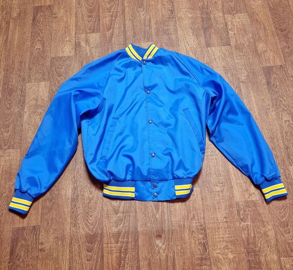 Retro Jacket | Mens Vintage Blue Nylon USA Sports Jacket Size 