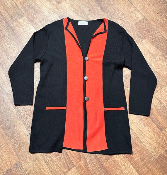 Vintage Cardigan 1990s Vintage Black and Orange Slouch Cardigan Size 16 18 Vintage Clothing Retro Cardigan Vintage Style Etsy UK