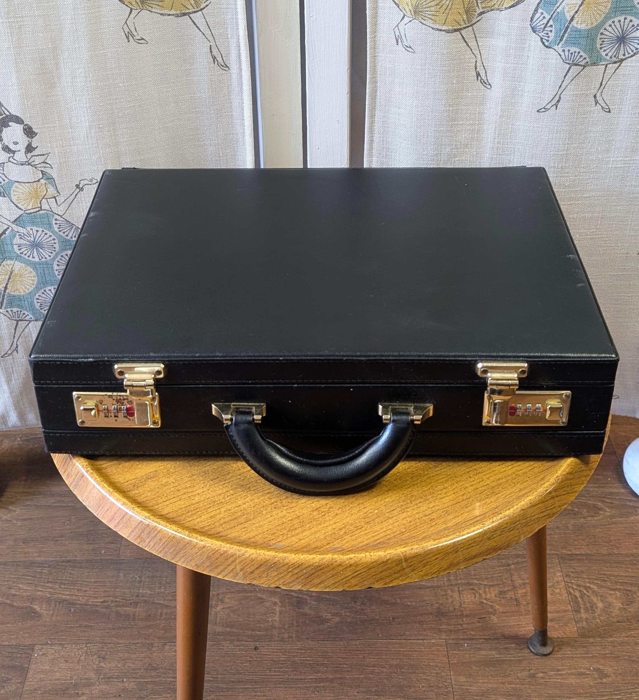 1980s Black Faux Leather Briefcase: Vintage Professional Style - Etsy