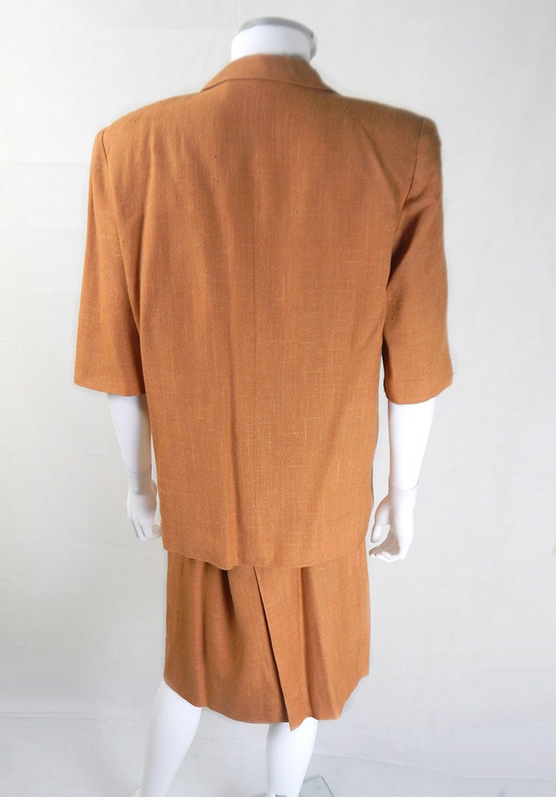 Designer Vintage Chloe Suit Vintage Chloe Golden Caramel Slubbed Linen Skirt Suit UK Size 14/16, vintage Chloe suit, vintage skirt suit image 4