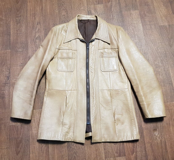 Mens Vintage Leather Jacket, Mens 1970s Vintage Li