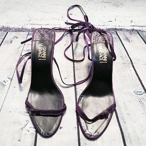 Vintage Versace Shoes | 1980s Vintage Versace Purple Strappy Barely There Heels UK 5.5 EUR 38.5 Vintage Shoes, Versace Shoes